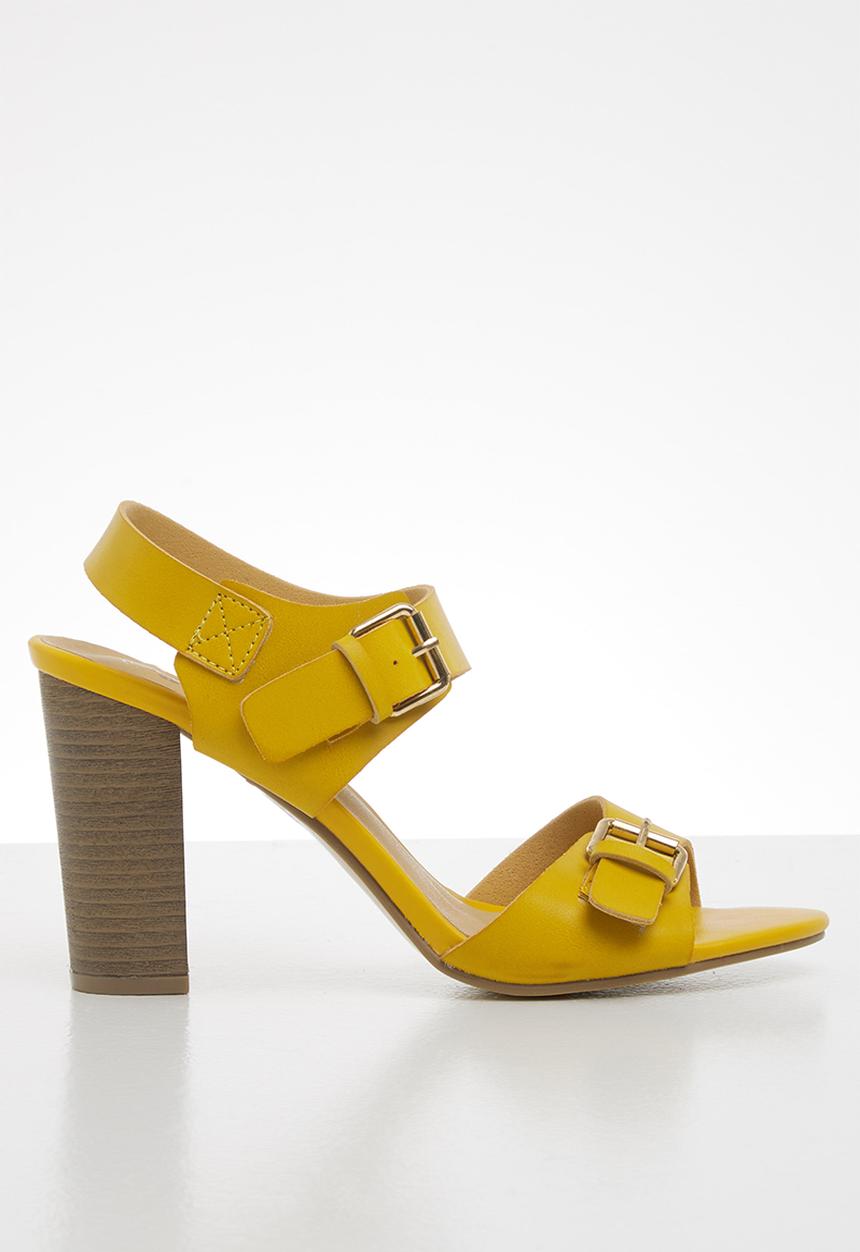 Jada - Buckle detail block heel - mustard