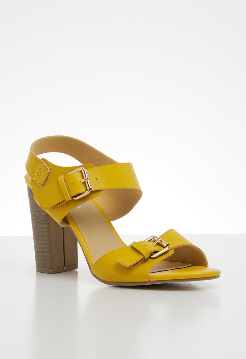 Jada - Buckle detail block heel - mustard