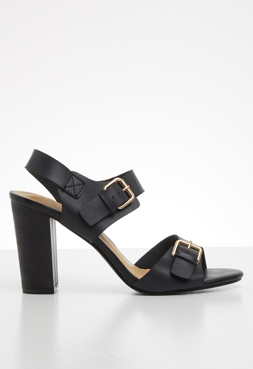Jada - Buckle detail block heel - black