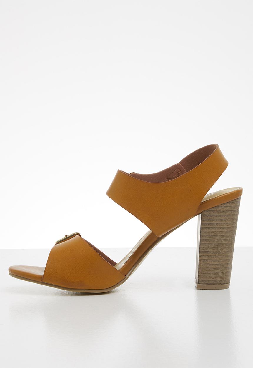 Jada - Buckle detail block heel - tan