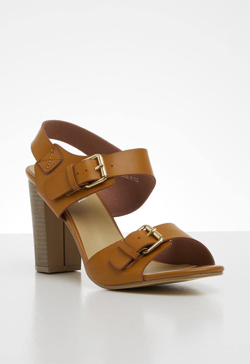 Jada - Buckle detail block heel - tan