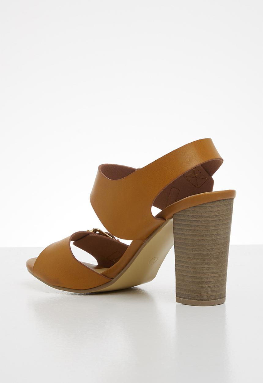 Jada - Buckle detail block heel - tan