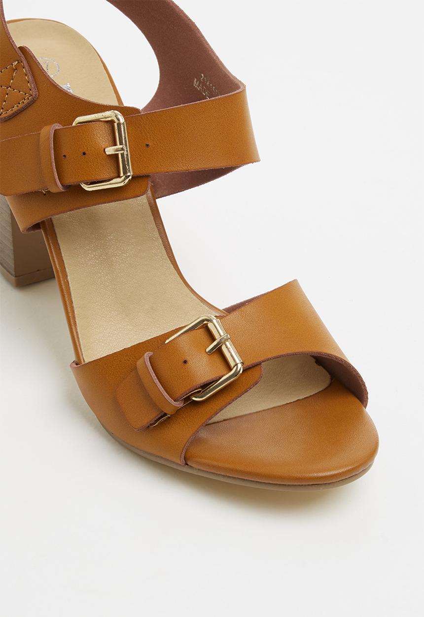 Jada - Buckle detail block heel - tan