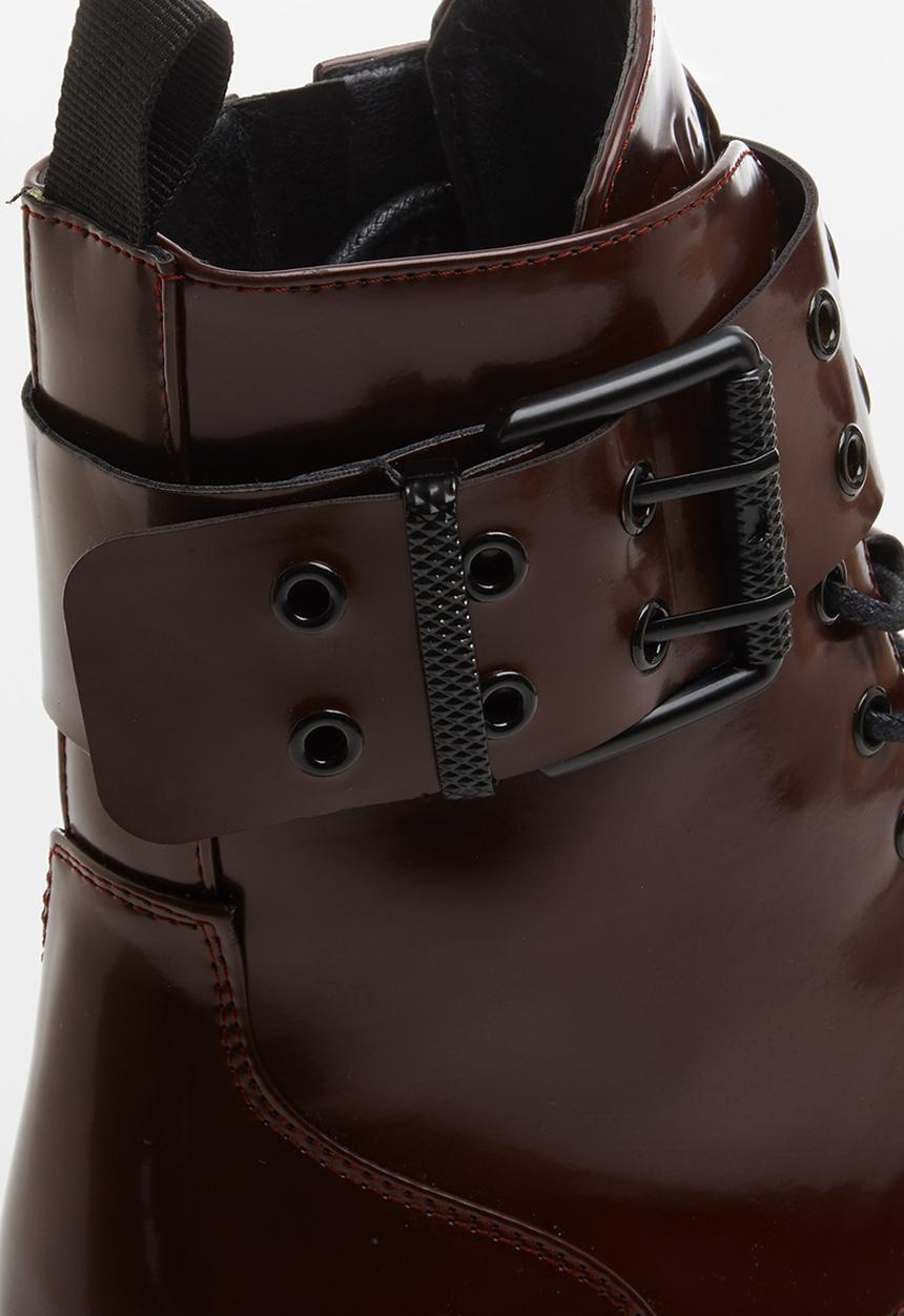 Plum - Sadie lace up chunky boot - burgundy