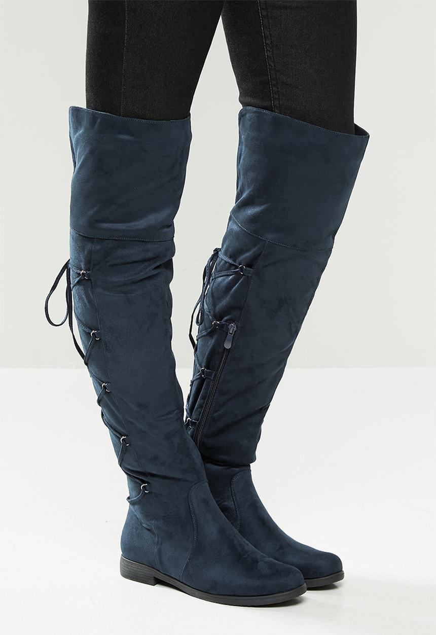 Miss Black - Dorota 3 over the knee boot - navy