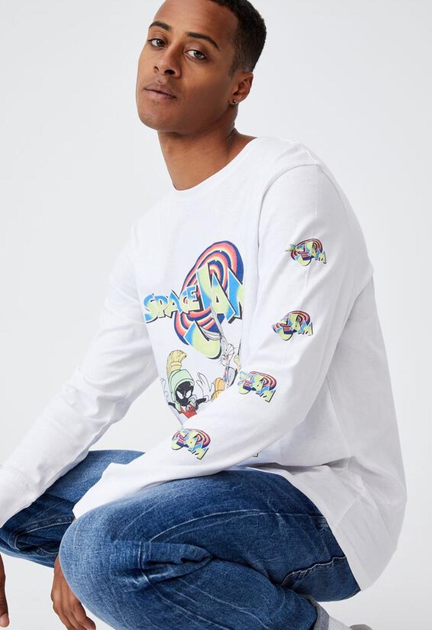 Cotton On - Tbar collab long sleeve T-shirt - white