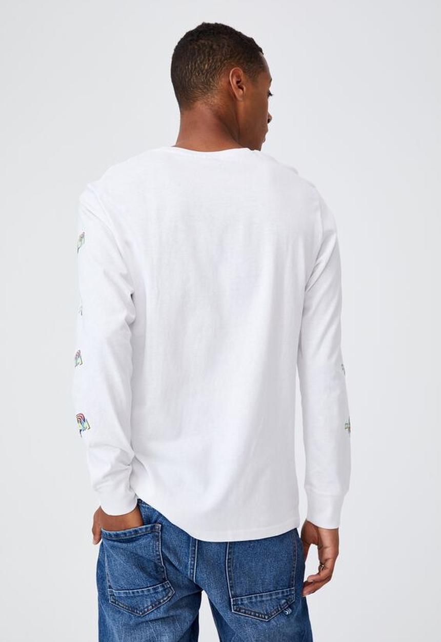Cotton On - Tbar collab long sleeve T-shirt - white