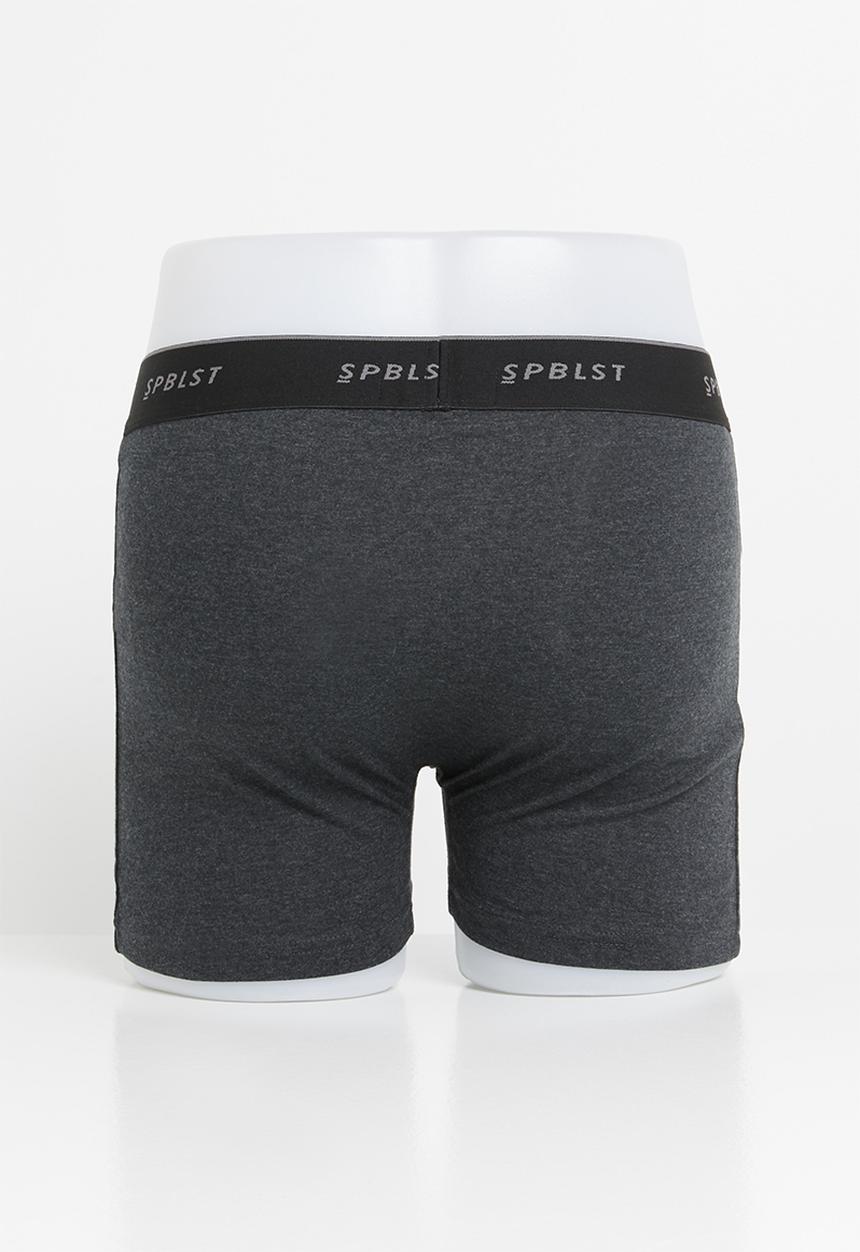 Superbalist - 2 pack tex boxer briefs - charcoal melange 