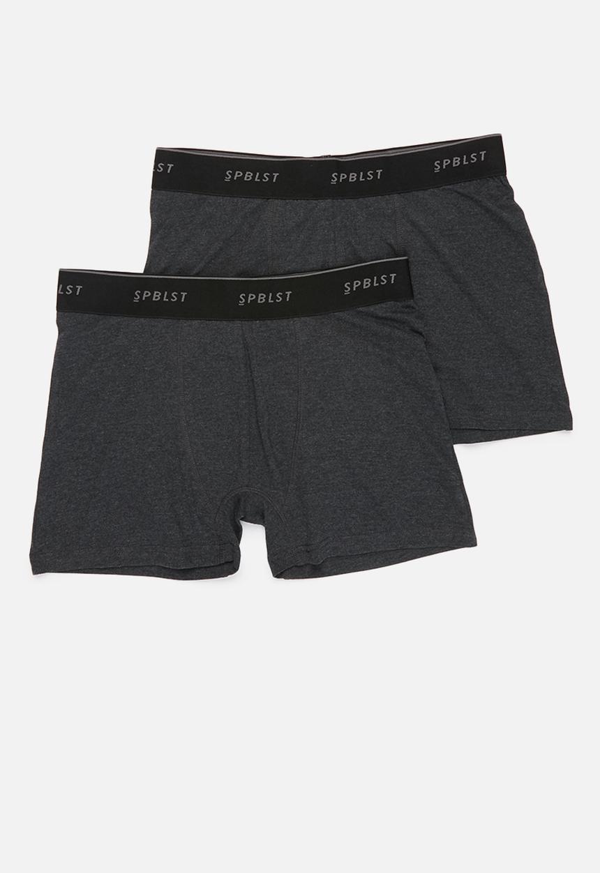 Superbalist - 2 pack tex boxer briefs - charcoal melange 