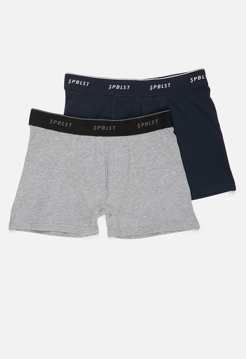 Superbalist - 2 pack tex boxer briefs - navy & grey