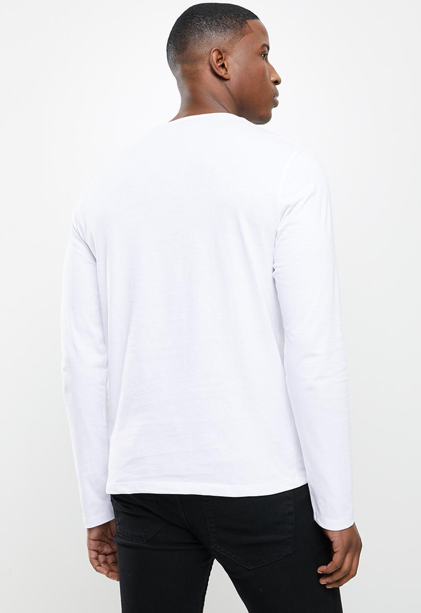POLO - Paul long sleeve crew neck tee - white