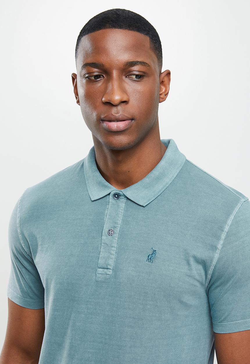 POLO - Thomas overdyed short sleeve golfer - blue