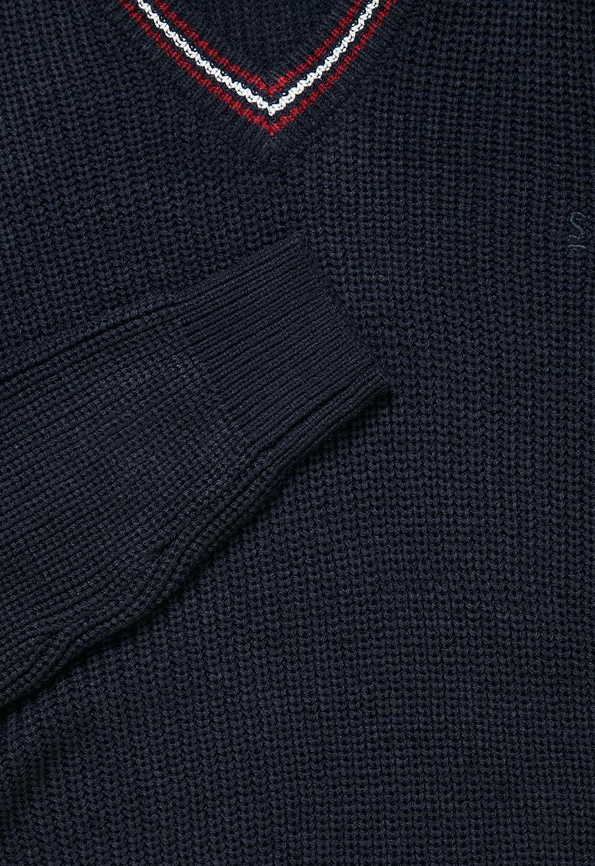 Superbalist - Chunky textured deep vee knit - navy