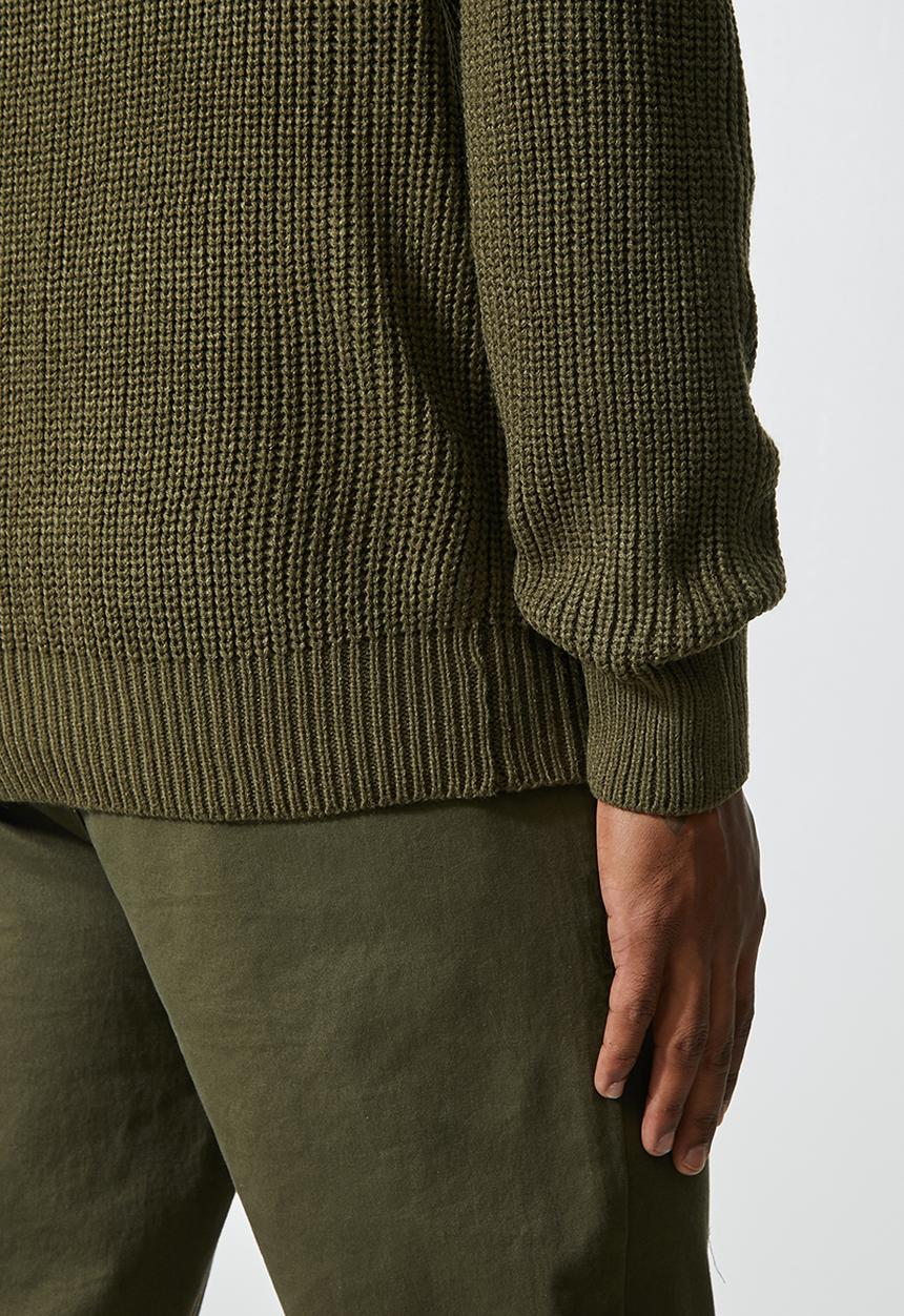 Superbalist - Block chunky crew knit - khaki & grey