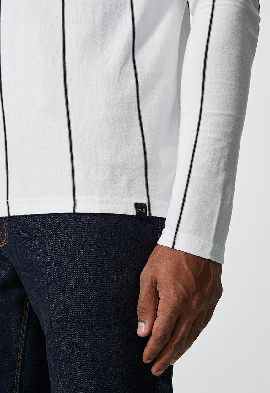 Superbalist - Nate vertical stripe tee - white & black