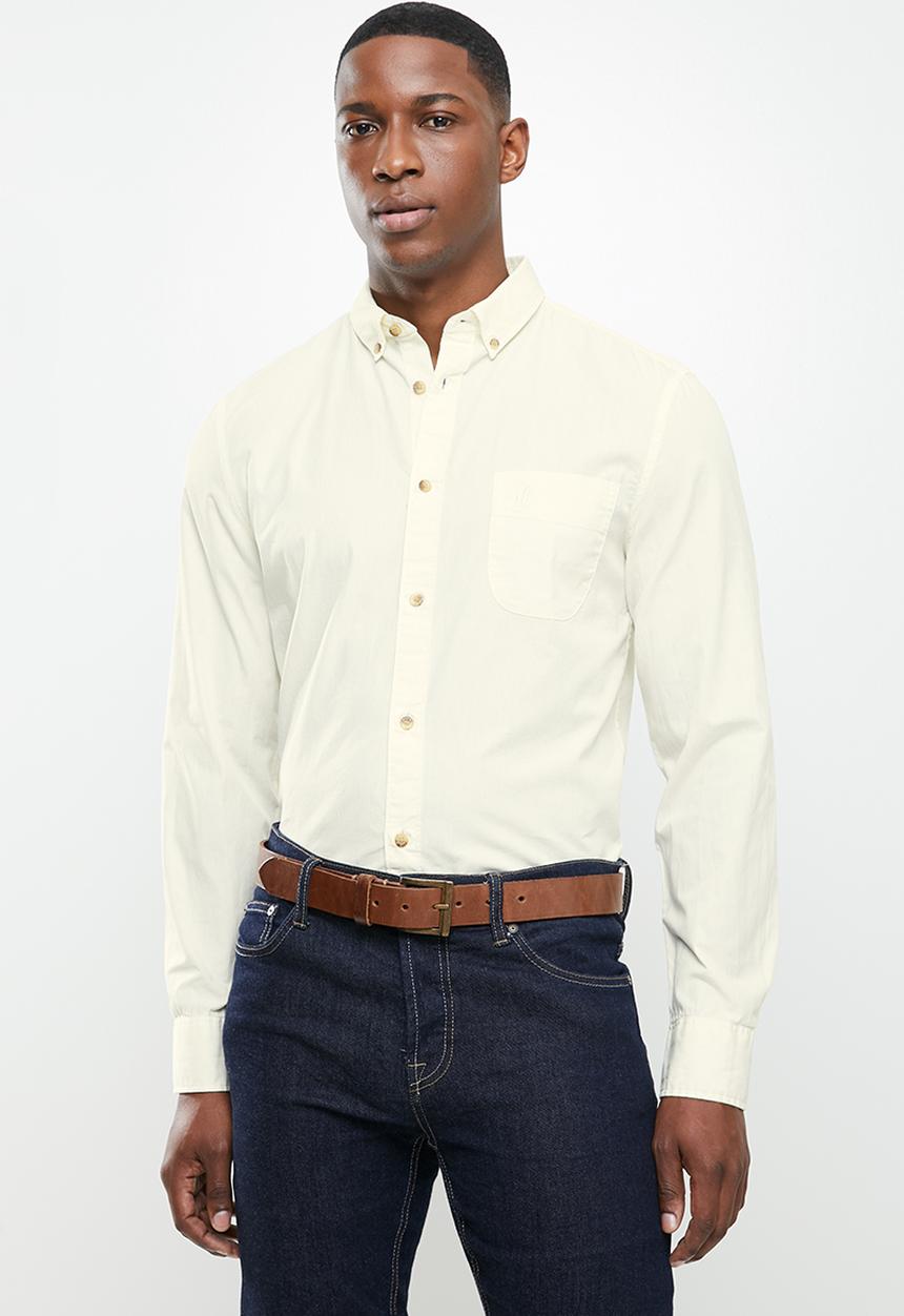 POLO - Jason plain long sleeve signature shirt - ecru