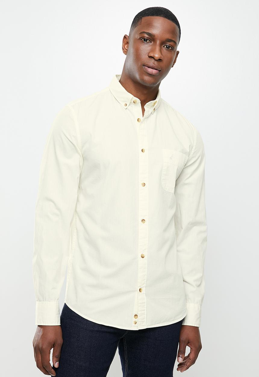 POLO - Jason plain long sleeve signature shirt - ecru