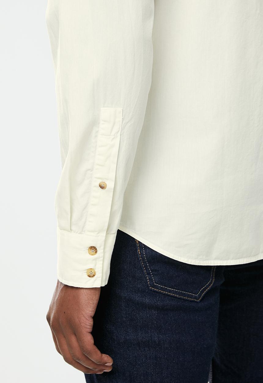 POLO - Jason plain long sleeve signature shirt - ecru