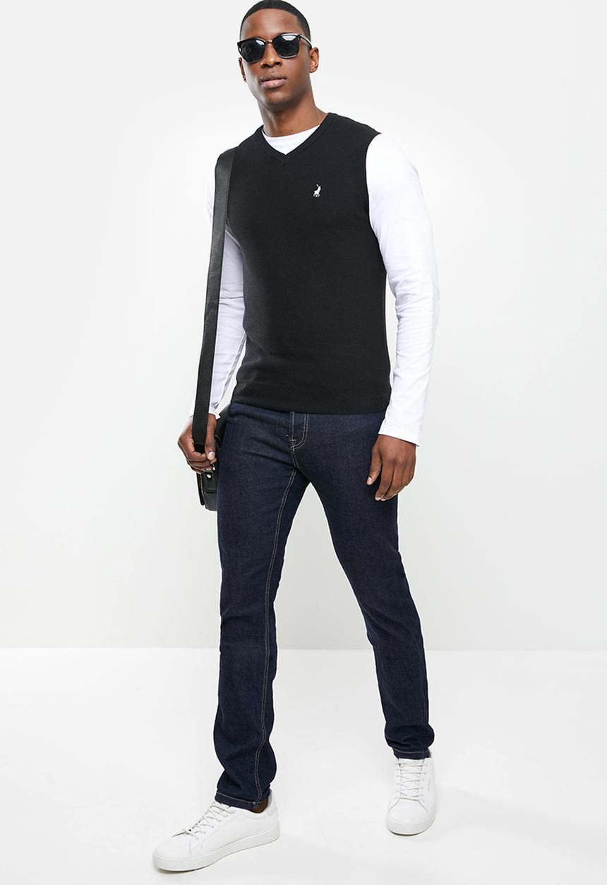 POLO - Levi v-neck knitwear - black