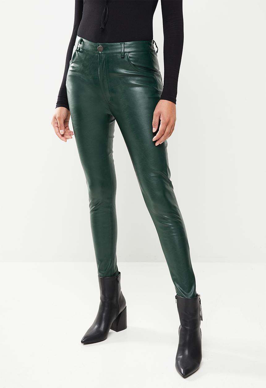 Glamorous - Pu high waisted trouser - forest green