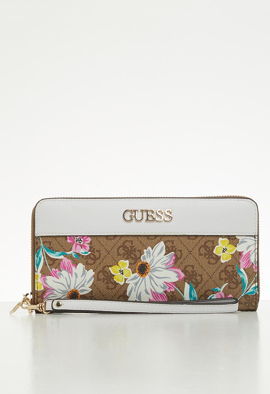 GUESS - Sosie slg large zip around - white & brown 