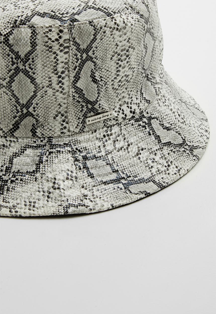 SISSY BOY - Pu snake print bucket hat - grey