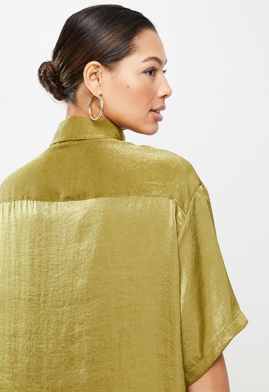 Missguided - Concealed placket oversized shirt dress - khaki