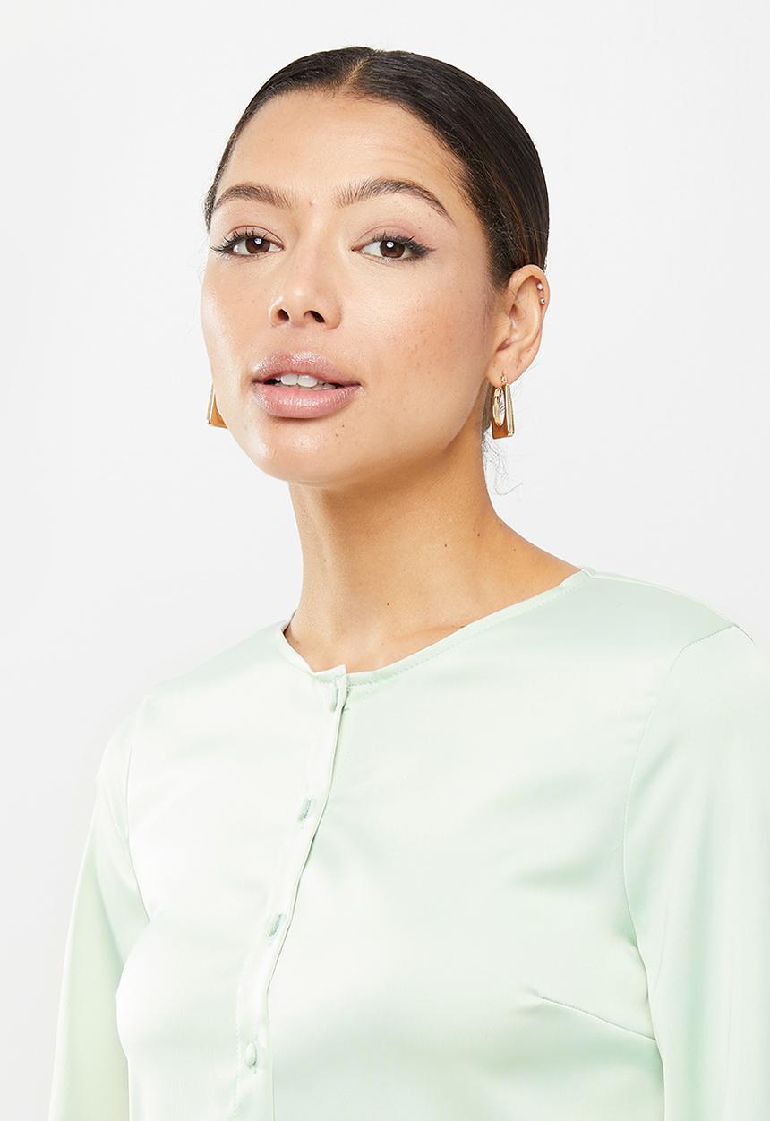 Missguided - Button through oversized sleeve blouse - mint