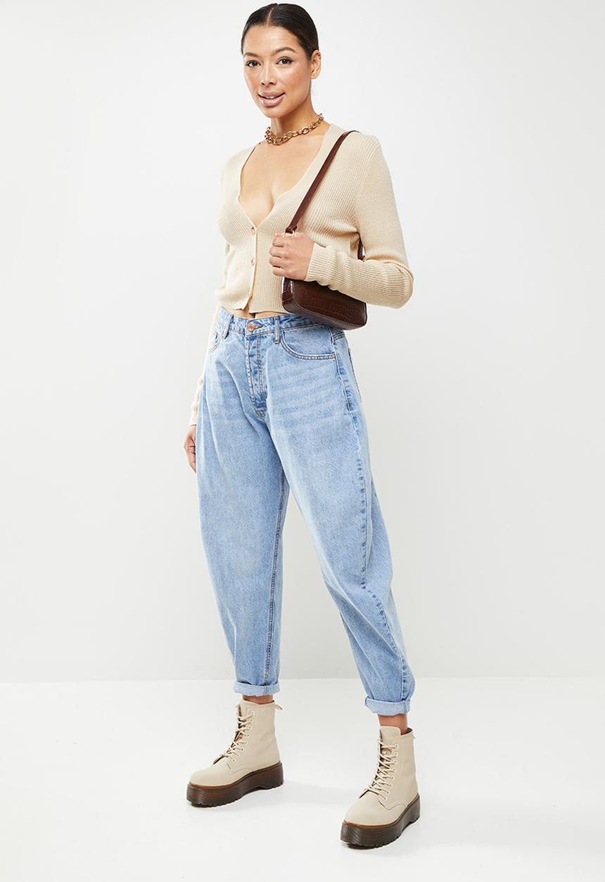 Missguided - Skinny rib crop cardigan - stone