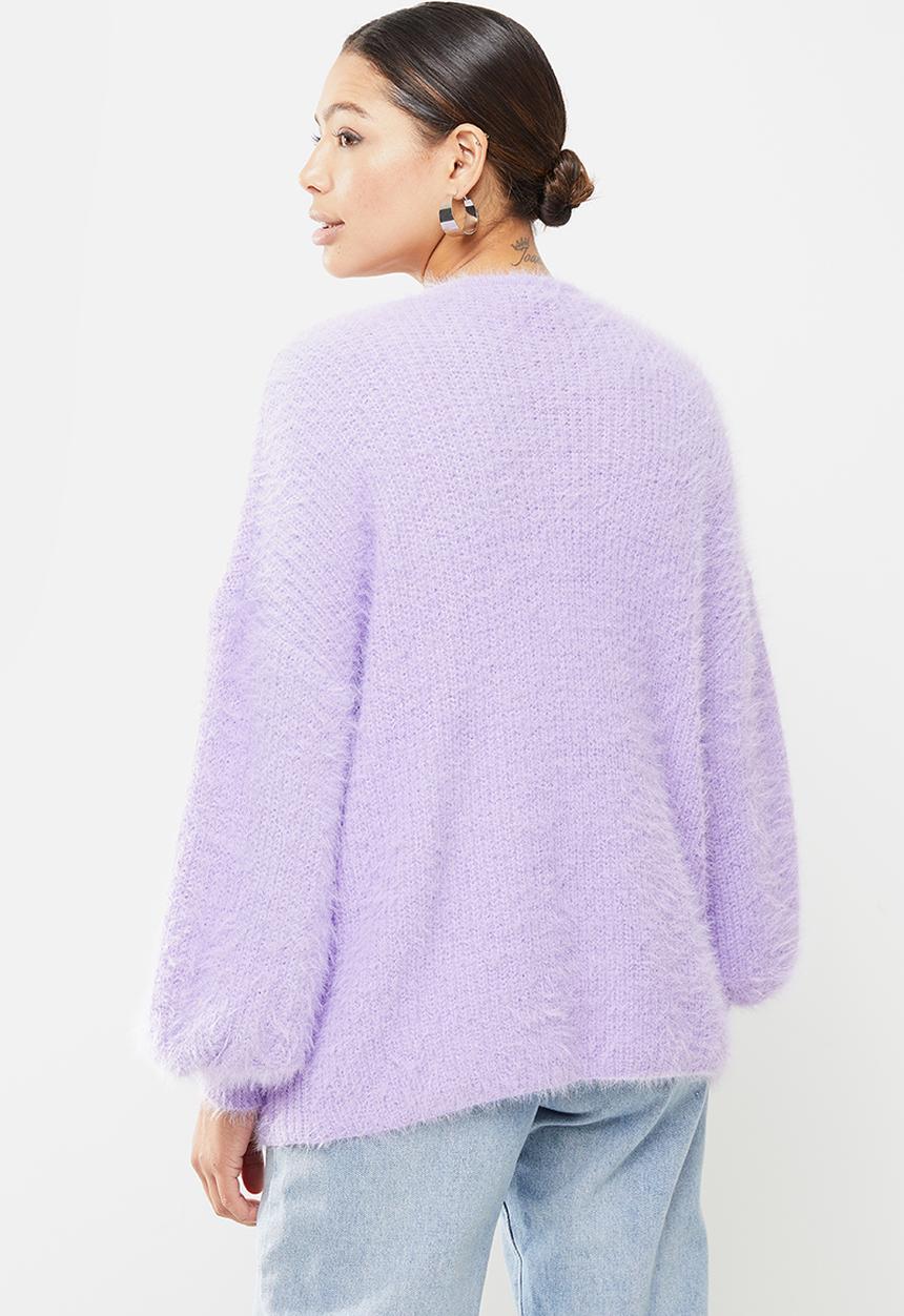 Missguided - Fluffy longline cardigan - lilac