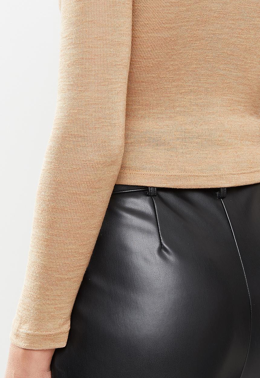 Missguided - Snit high neck long sleeve top - tan