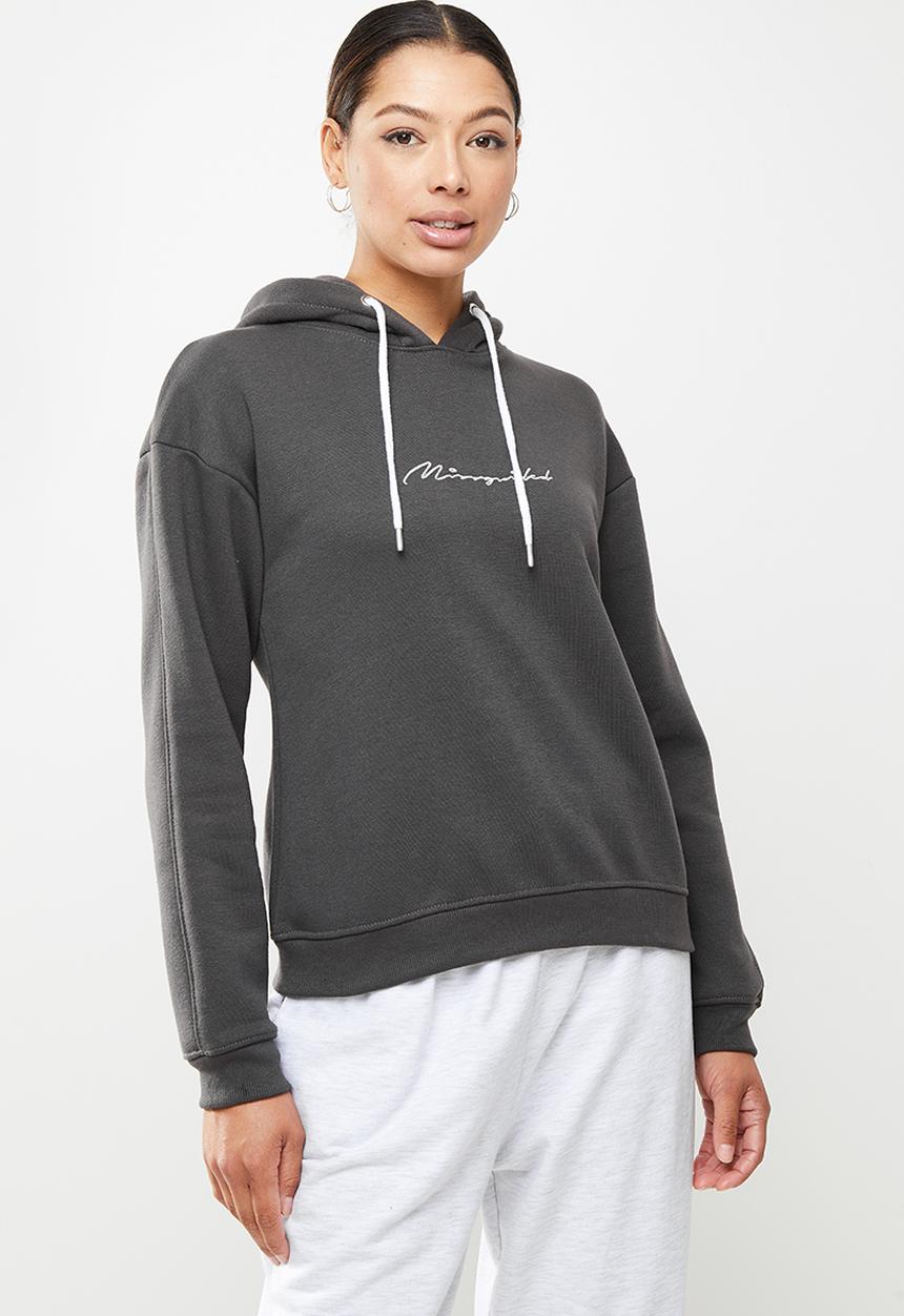 Missguided - Missguided script seam detail hoodie - grey