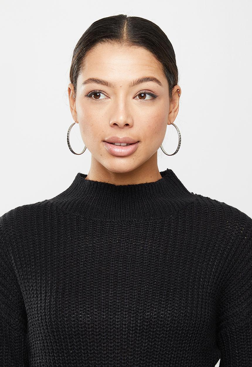 Missguided - Roll neck basic dress with belt - black