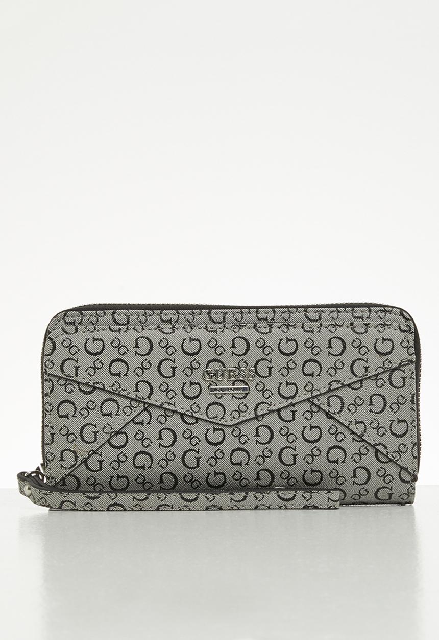 GUESS - Buoso slg multi zip around wrs - black & grey 