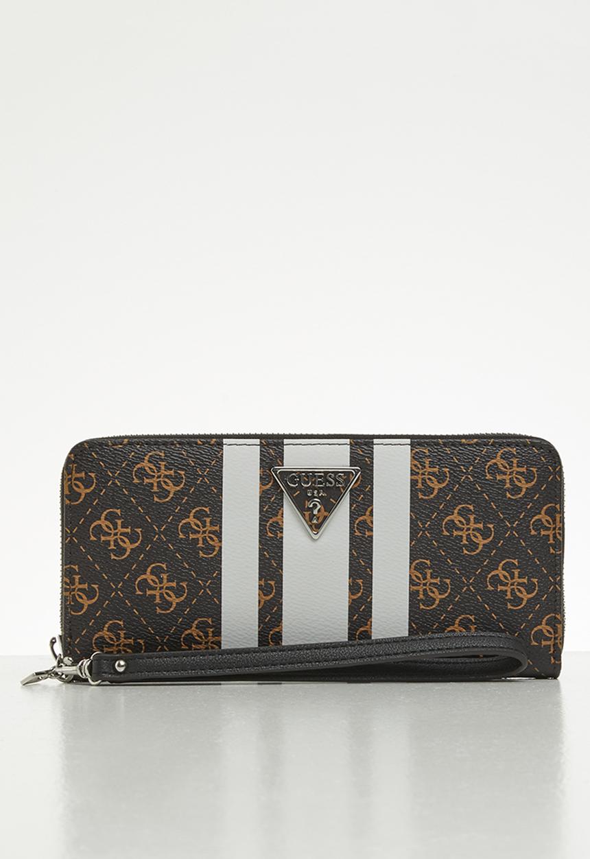 GUESS - Ambrose slg large zip around - brown & white