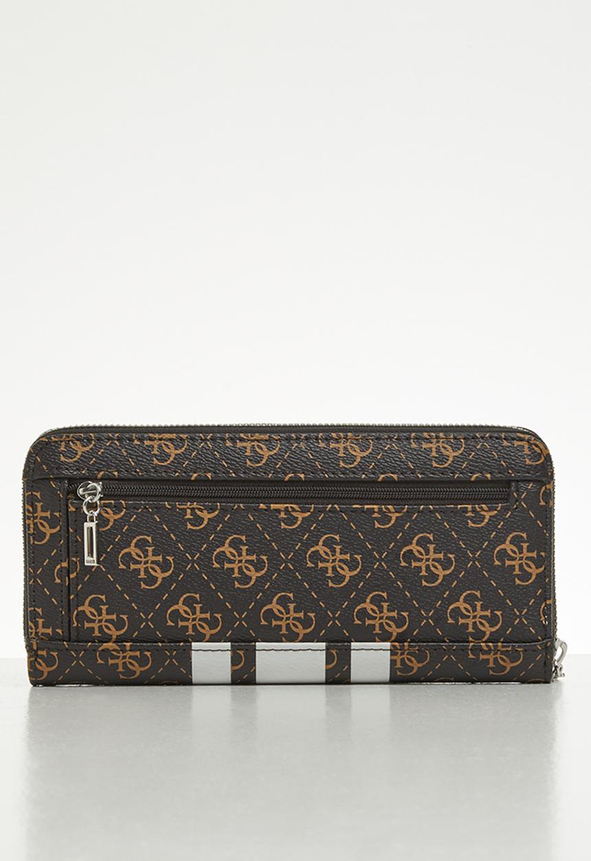 GUESS - Ambrose slg large zip around - brown & white