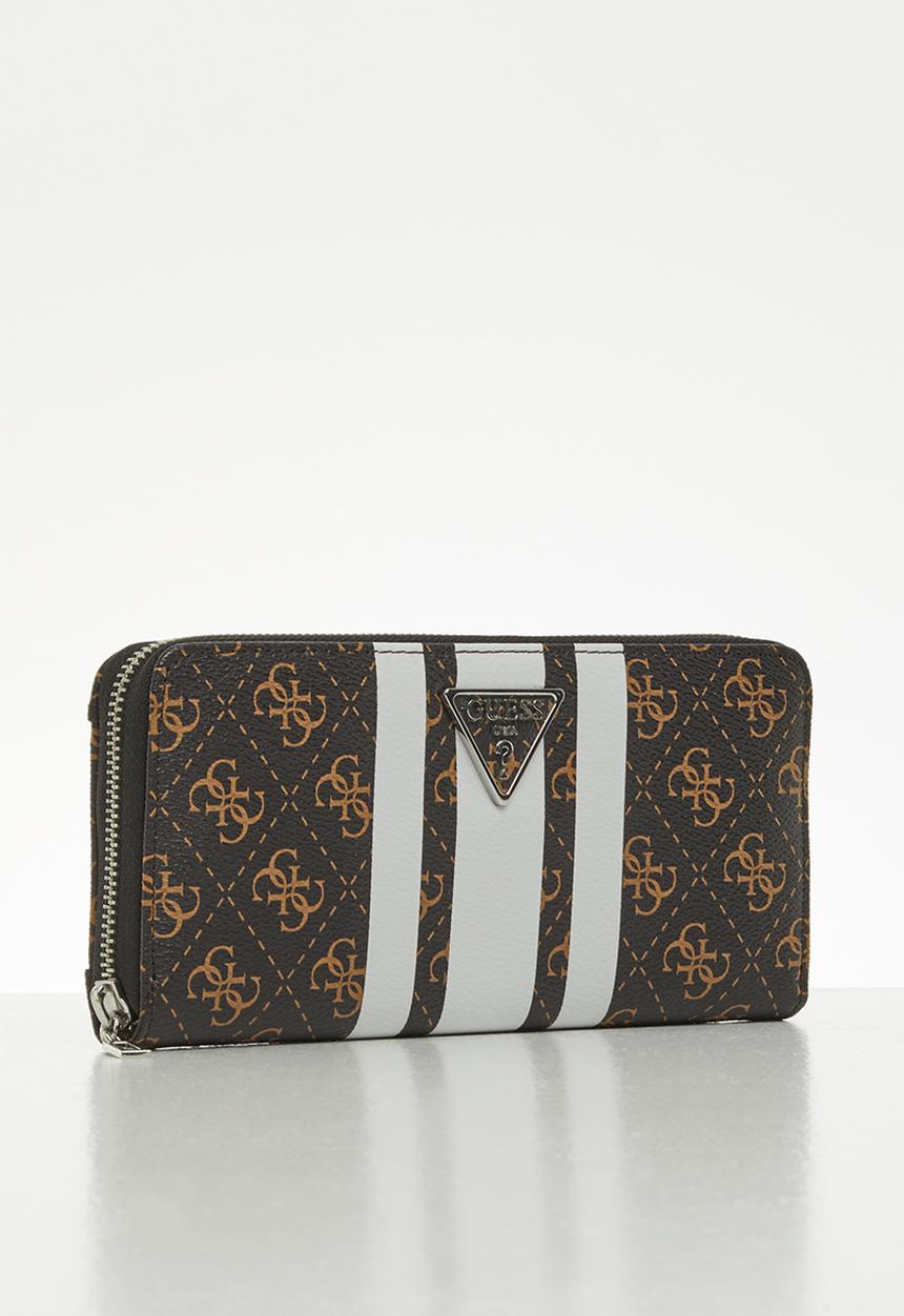 GUESS - Ambrose slg large zip around - brown & white