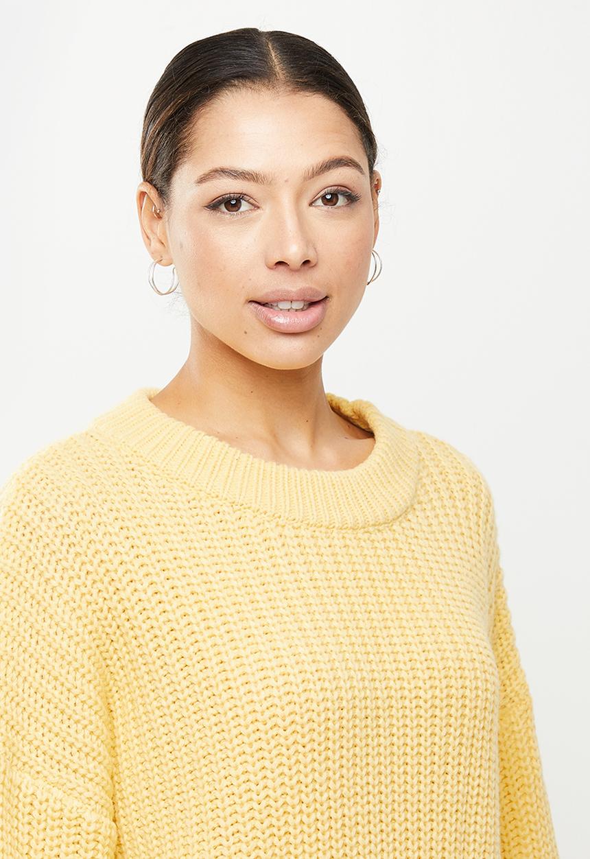 Missguided - Basic chunky crew neck jumper - yellow