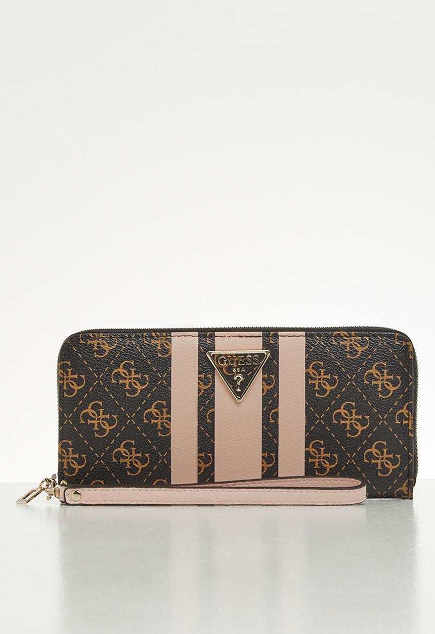GUESS - Ambrose slg large zip around - brown & blush