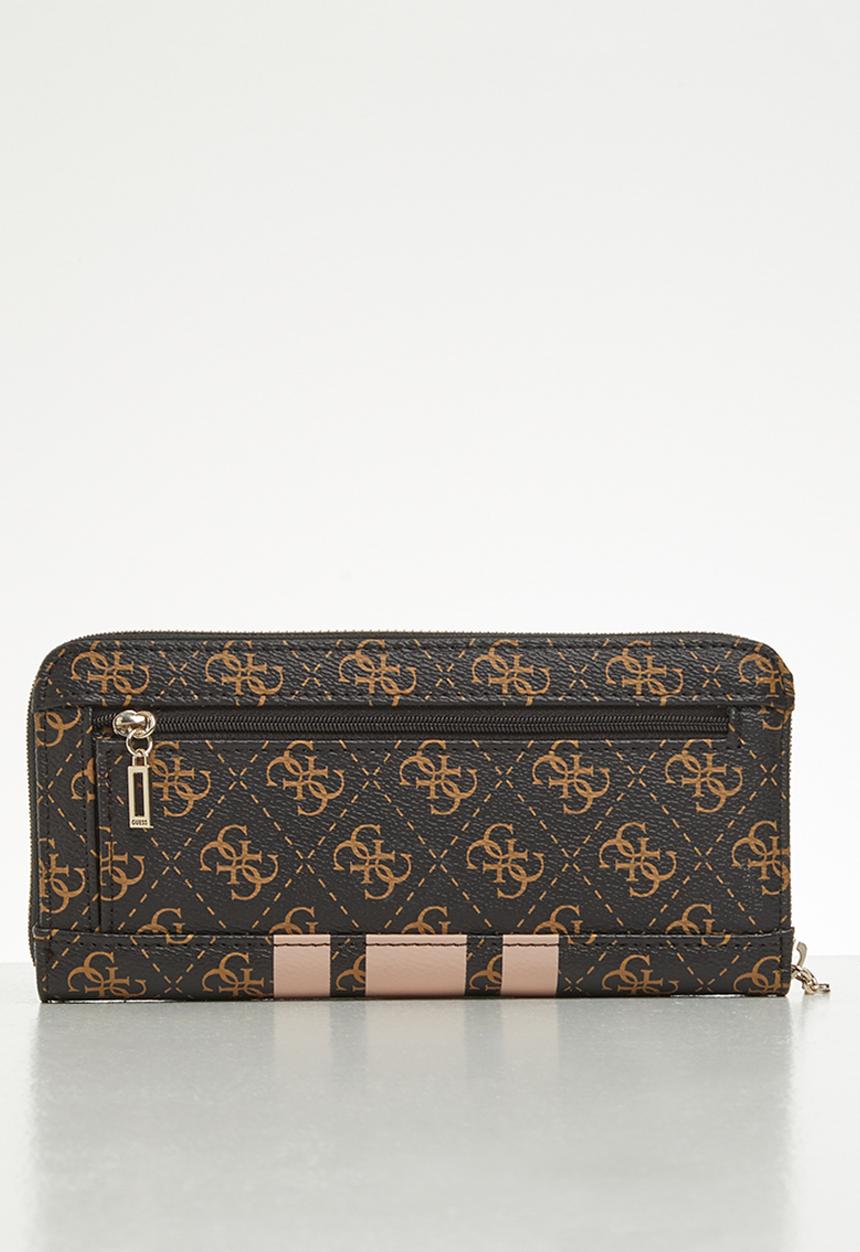 GUESS - Ambrose slg large zip around - brown & blush
