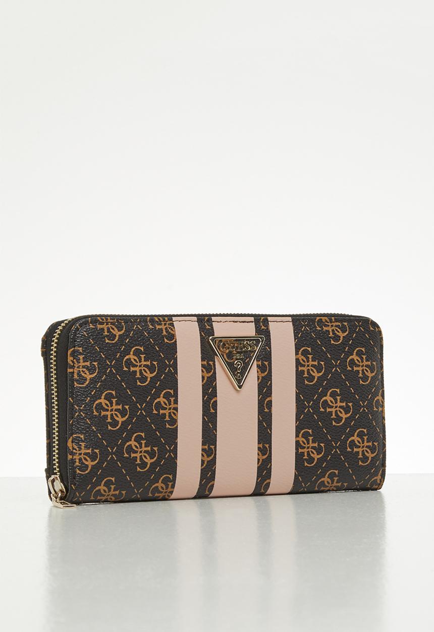 GUESS - Ambrose slg large zip around - brown & blush