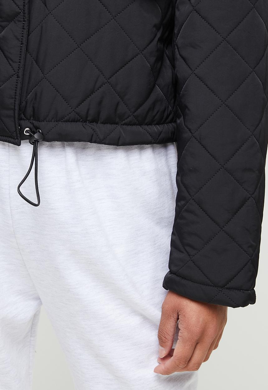 Missguided - Hooded cropped quilted jacket - black