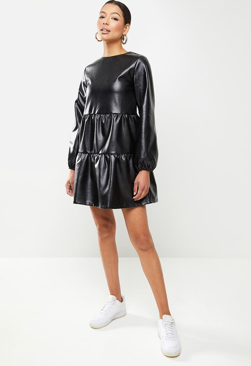 Missguided - Pu smock dress - black