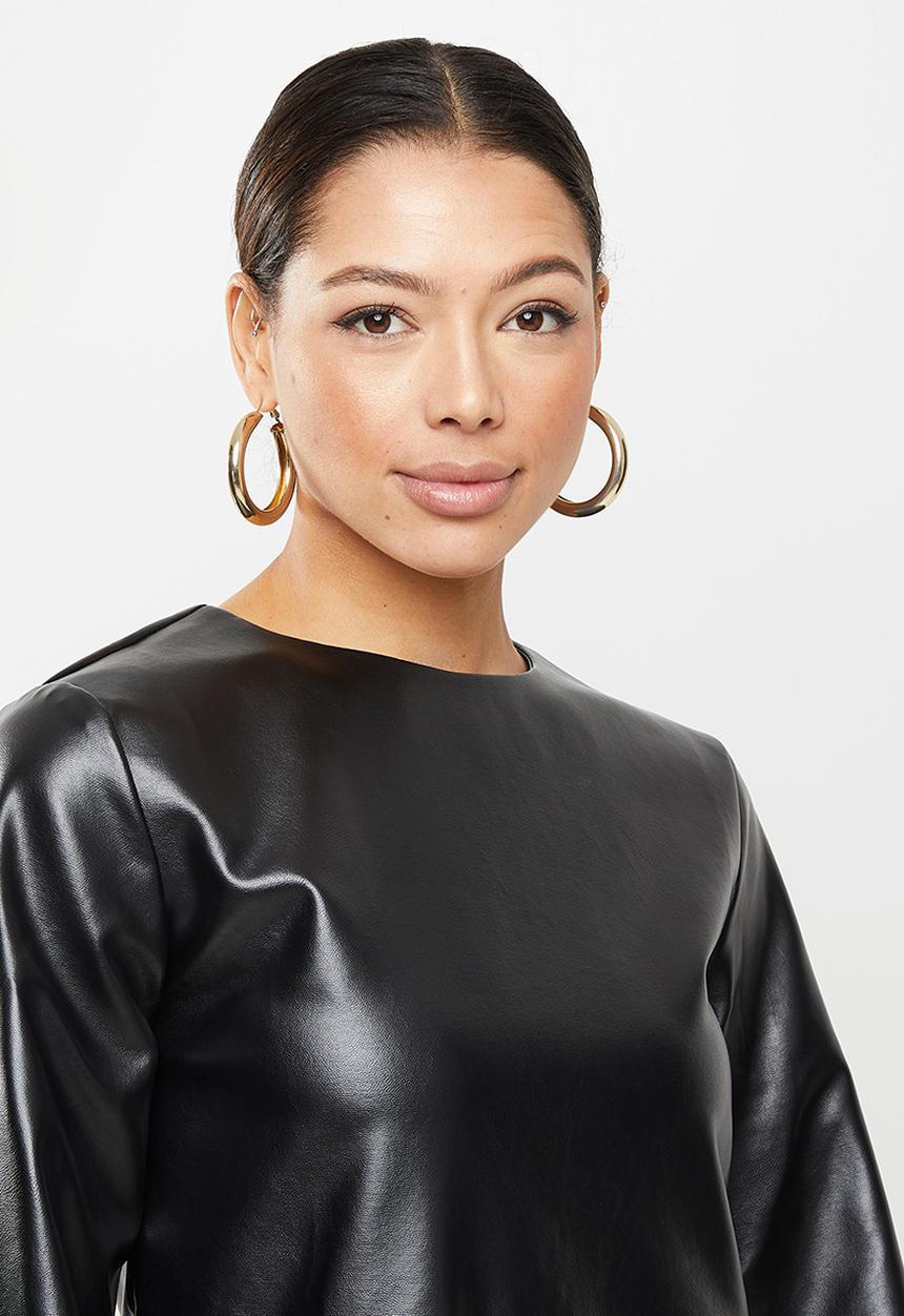 Missguided - Pu smock dress - black