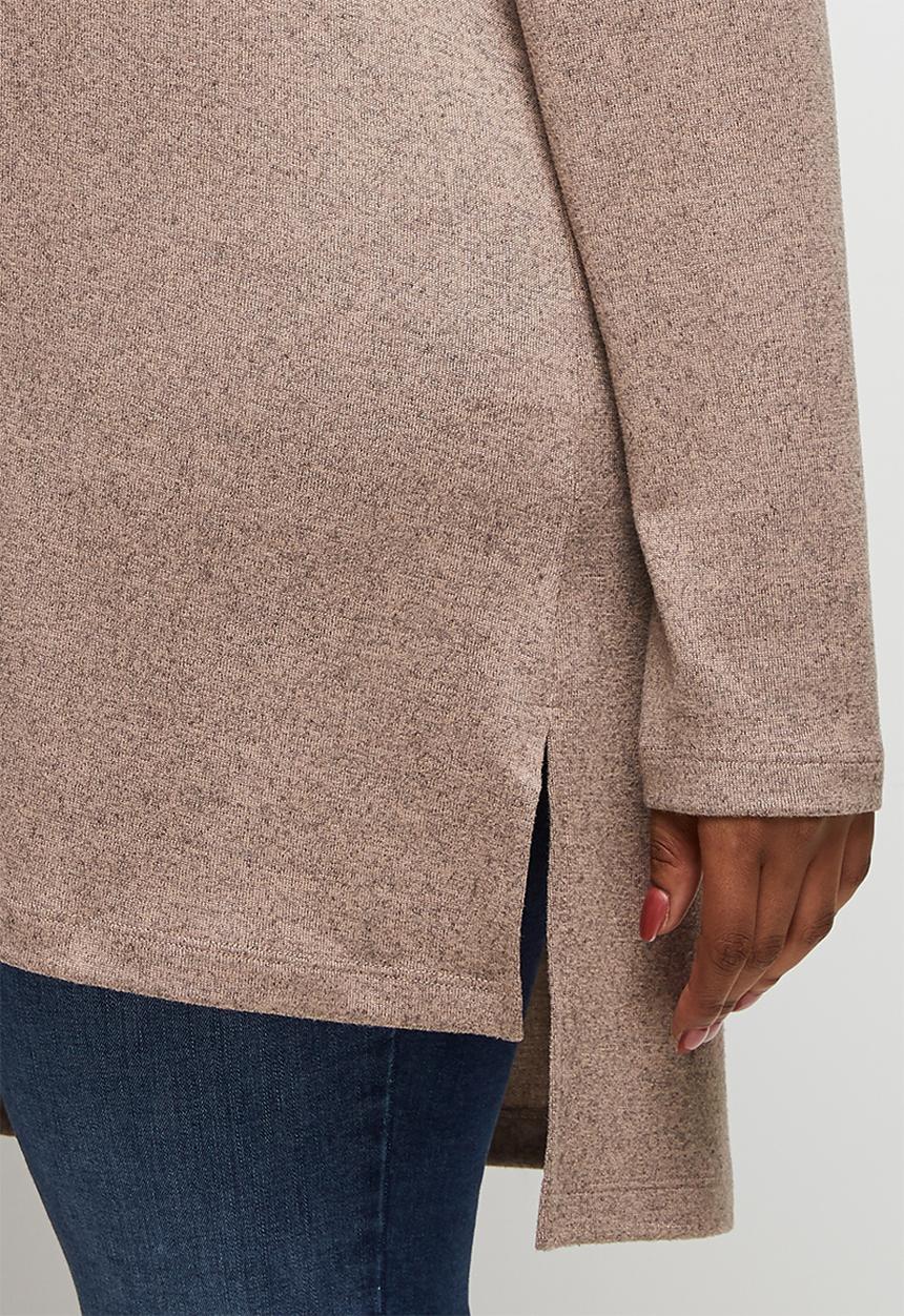 edit Plus - Ll drop shoulder roll neck tee - taupe melange