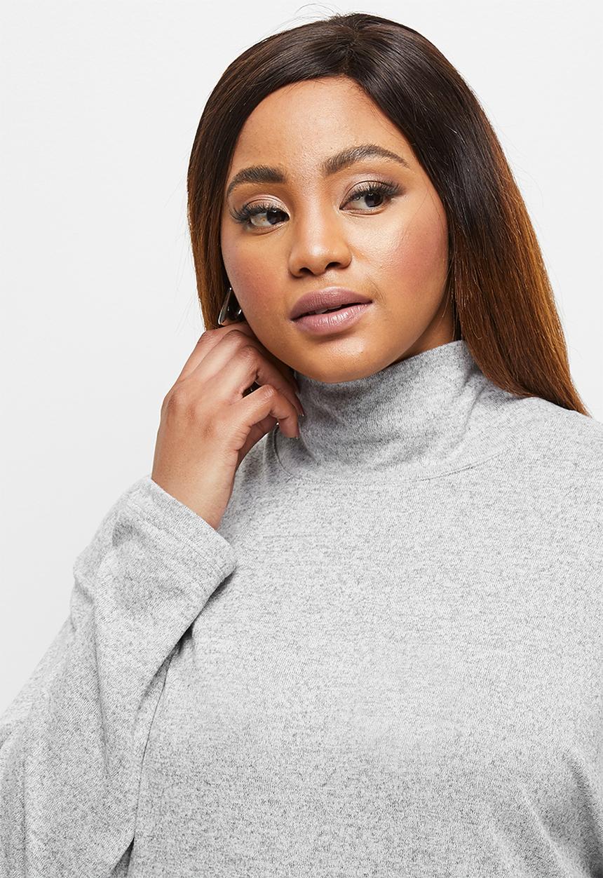edit Plus - Ll drop shoulder roll neck tee - grey 