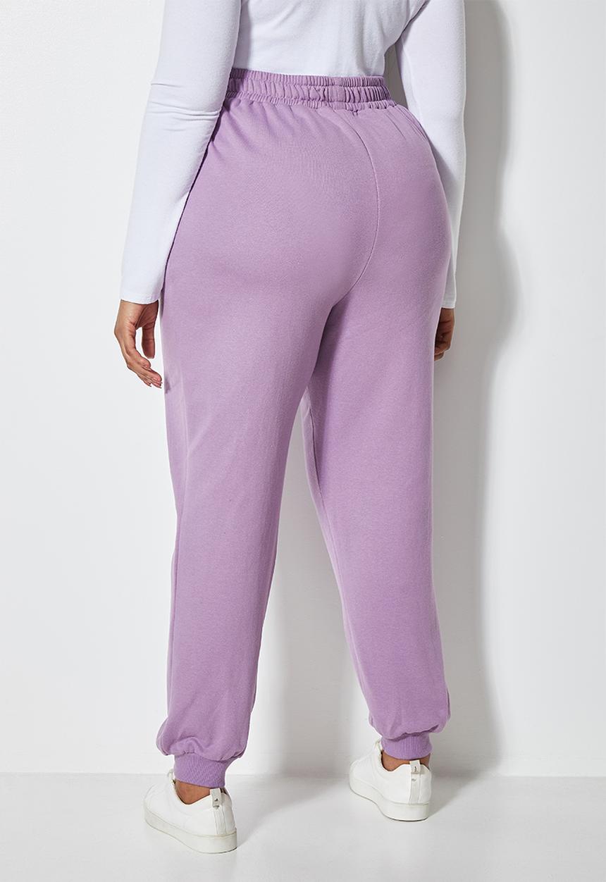 Superbalist - Rib cuffed track pants - mauve