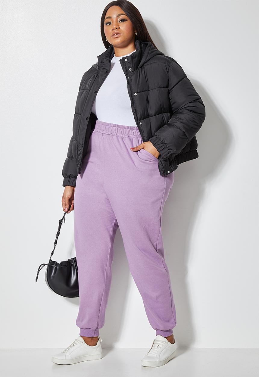 Superbalist - Rib cuffed track pants - mauve