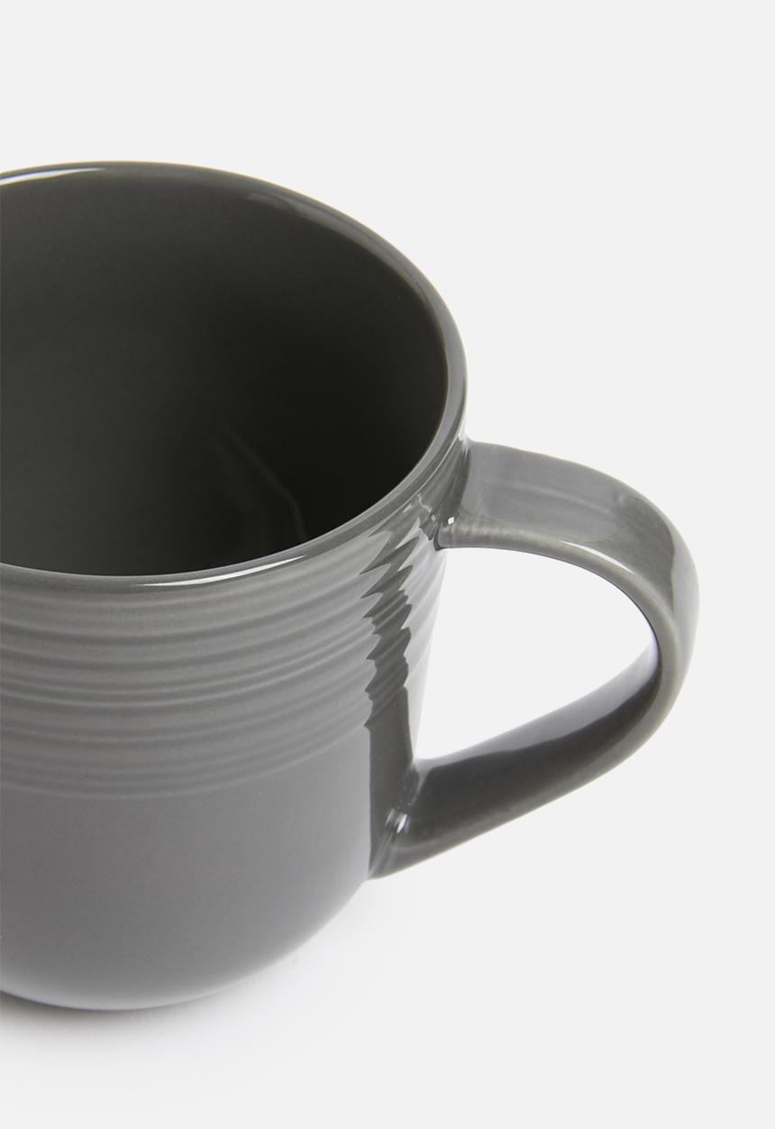 Jenna Clifford - Embossed lines  dinner set- 16 pc dark grey