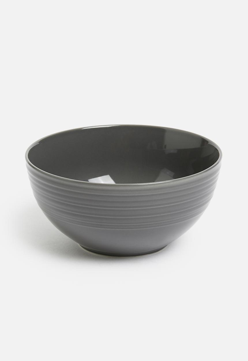 Jenna Clifford - Embossed lines  dinner set- 16 pc dark grey